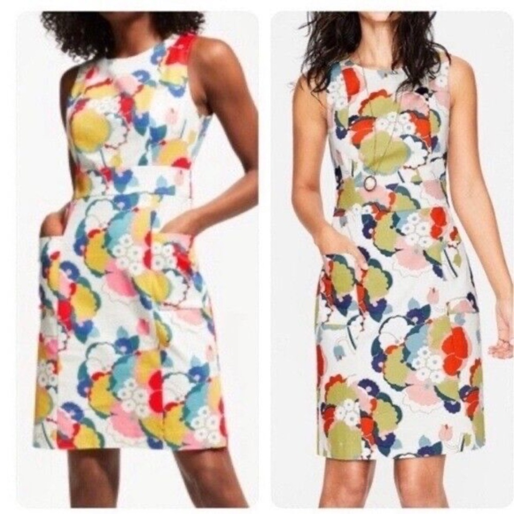 Boden Retro 60’s Floral Sleeveless Sheath Dress 8R